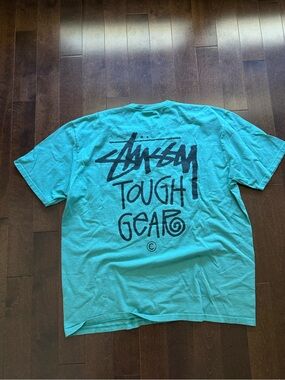 Stüssy Tough Gear Double Sided Graphic Tee ‘Ocean’ Black Oversized Baggy Shirt